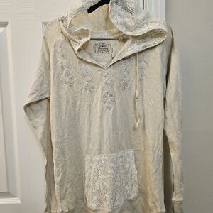 Women's Cream Lace Hoodie Sweater